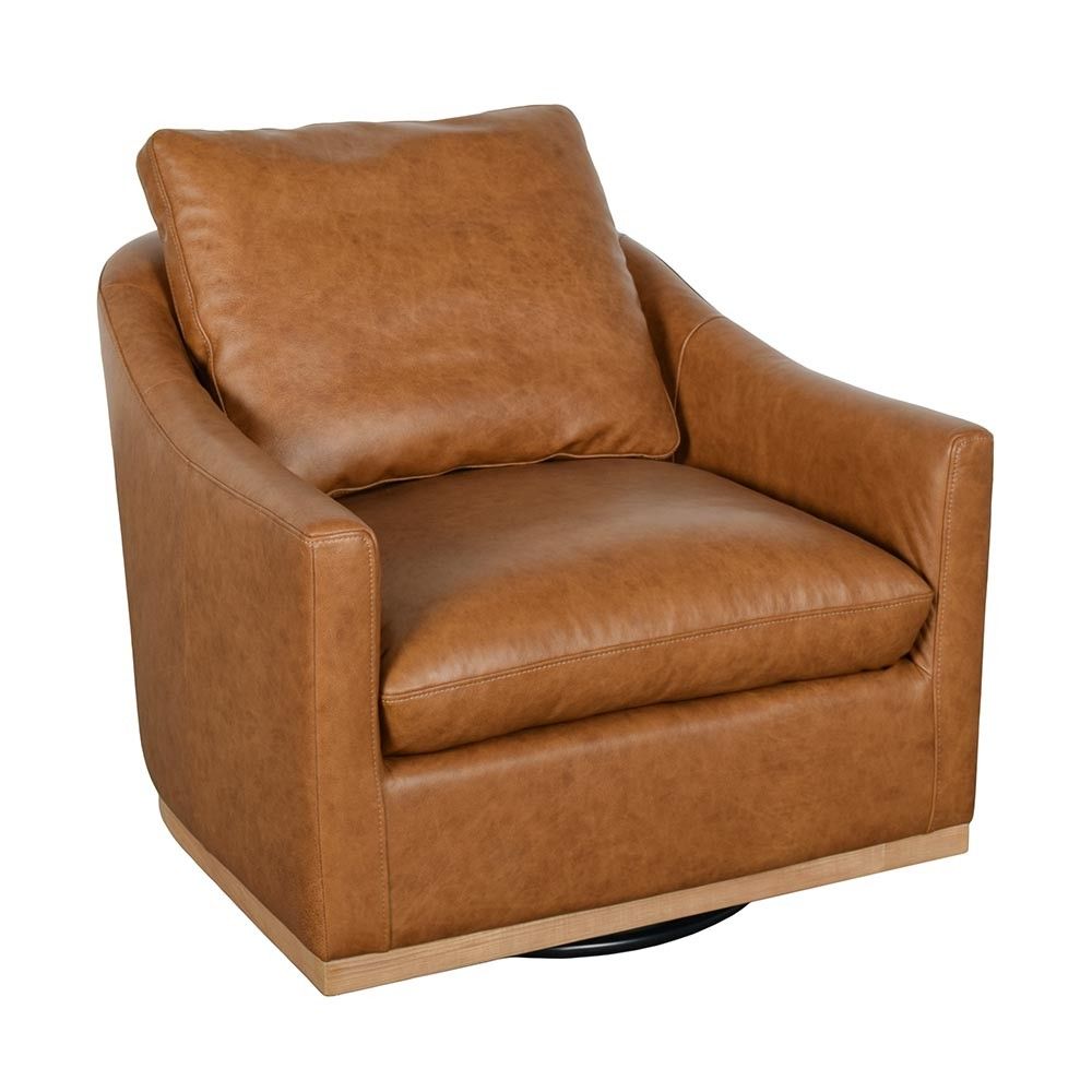 Picture of Jim Leather Swivel Chair - Saddle