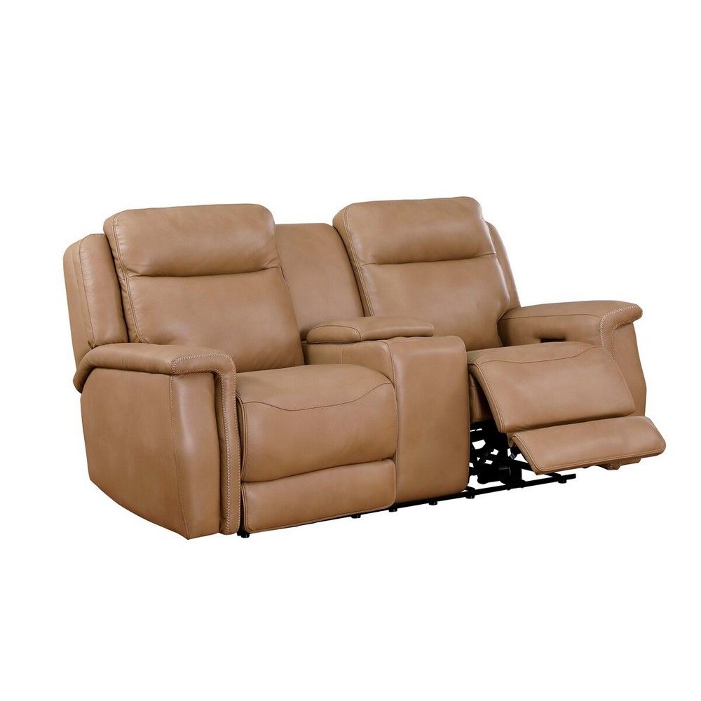 Picture of Fischer Zero Gravity Leather Console Loveseat - Saddle