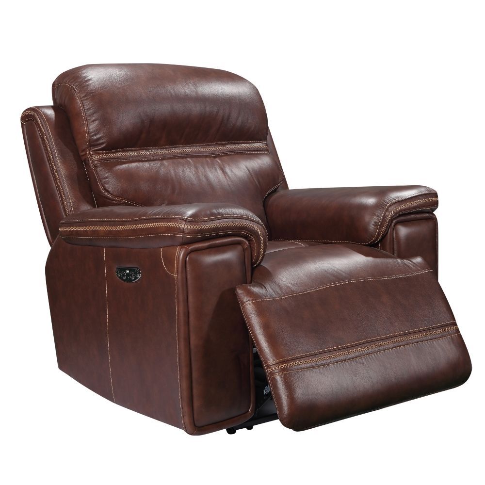 Brown leather store power recliner chair