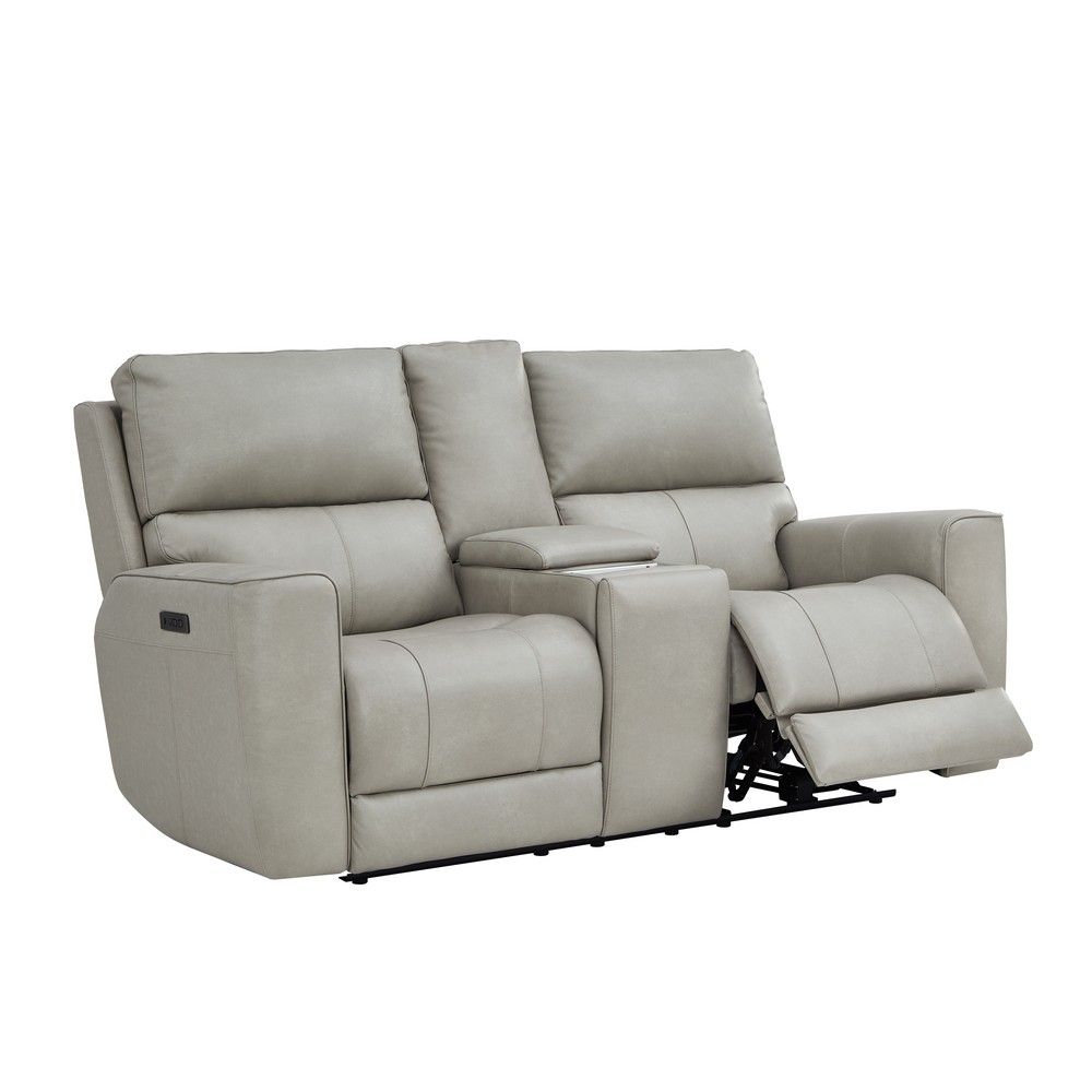 Picture of Hatch Leather Zero-Gravity Power Reclining Loveseat with Console - Cement