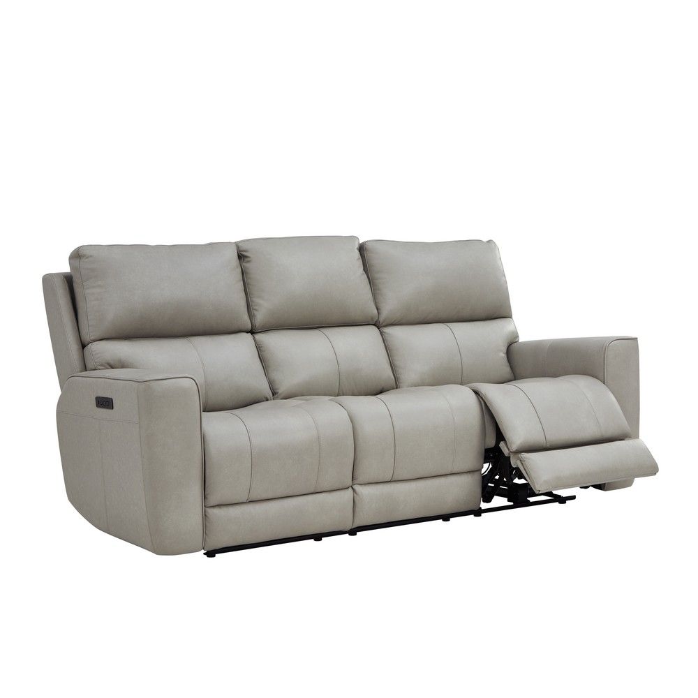 Picture of Hatch Leather Zero-Gravity Power Reclining Sofa with Drop Down Table - Cement 