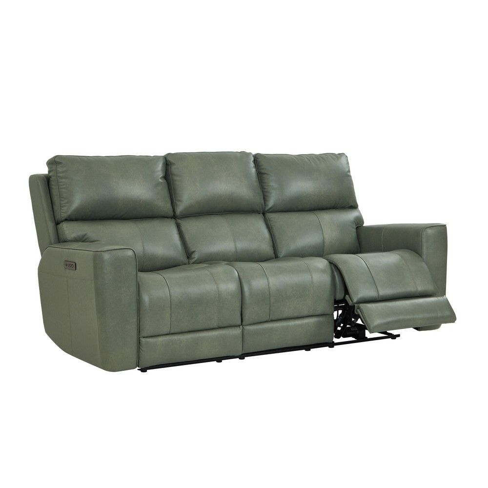 Picture of Hatch Leather Zero-Gravity Power Reclining Sofa with Drop Down Table - Sage Moss