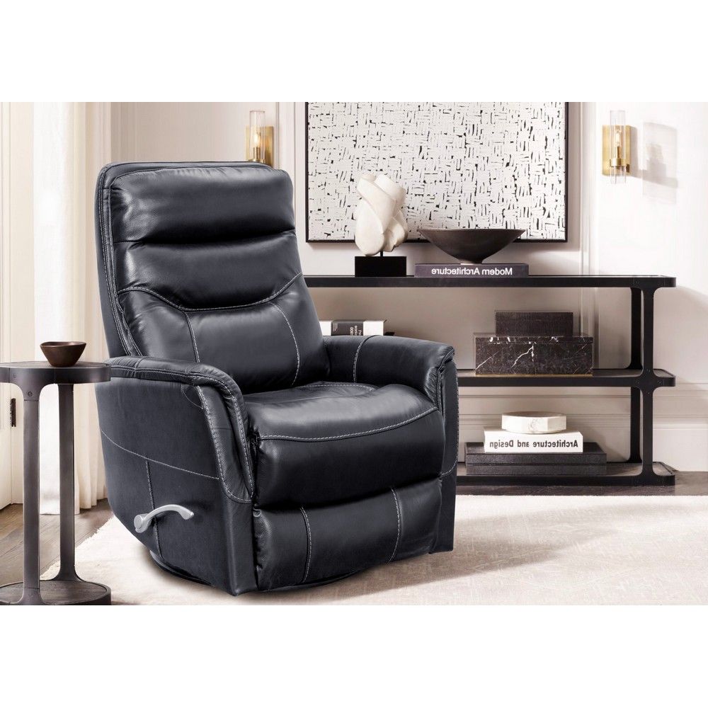 Black leather glider recliner hot sale