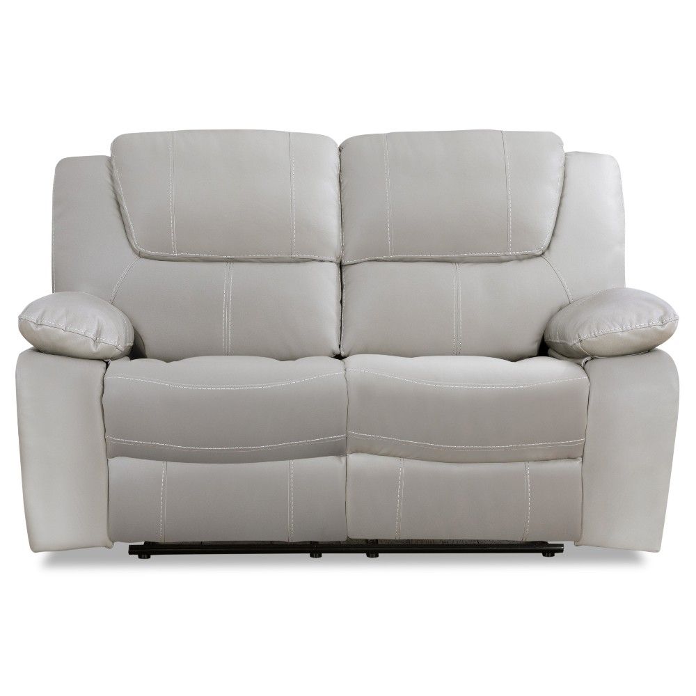 Picture of Luca Leather Power Reclining Loveseat - Light Gray
