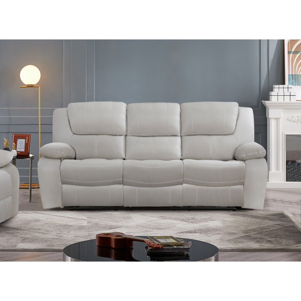 Picture of Luca Leather Power Reclining Sofa - Light Gray