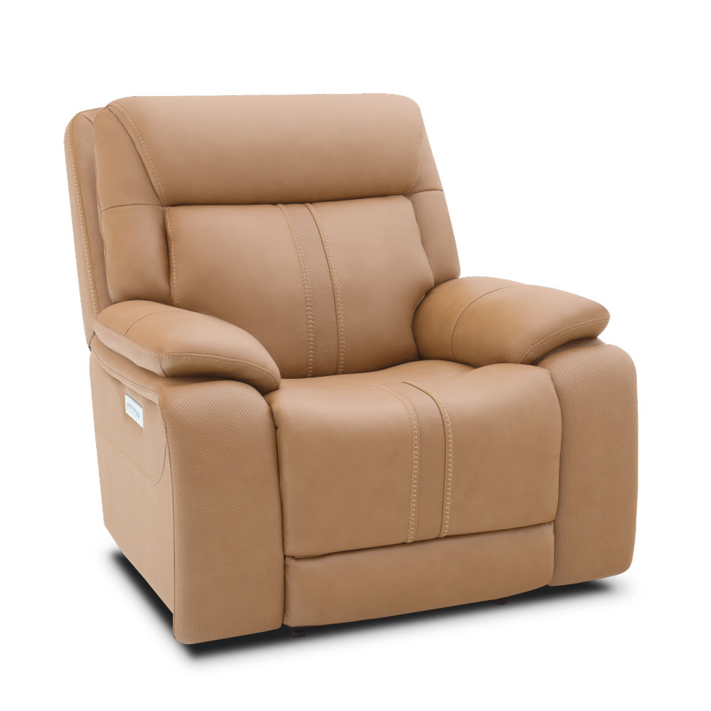 Picture of Tobe Leather Power Reclining Immersive Audio Recliner - Butternut