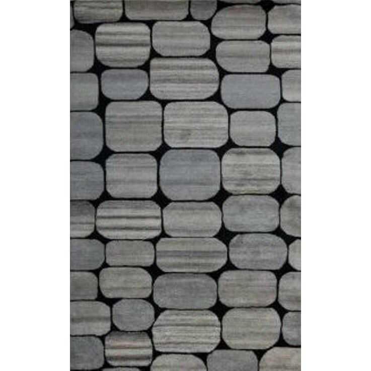 Picture of Black and Silver Hand-Tufted Contemporary Wool Rug - 8' x 11'