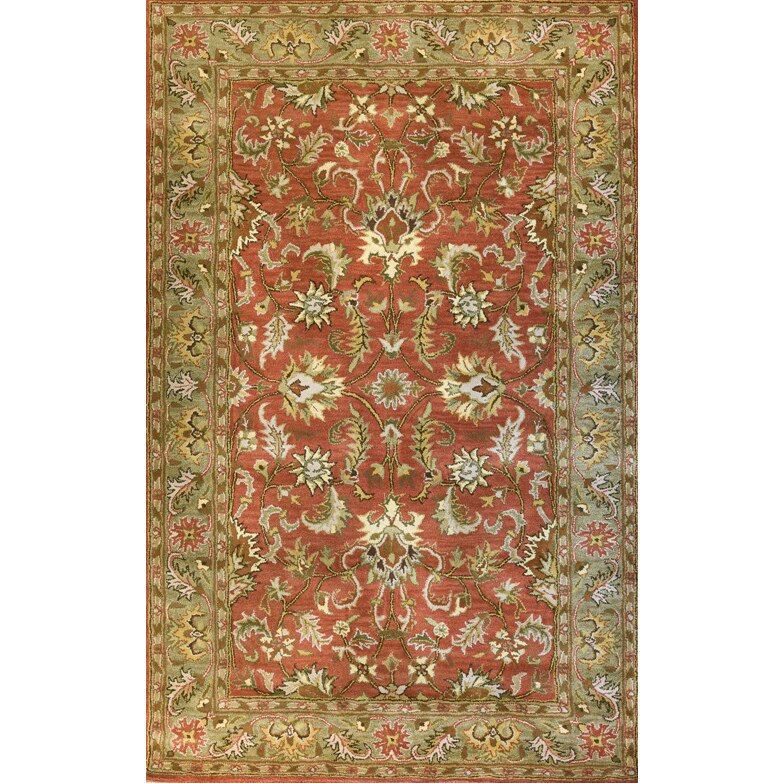 Picture of Rust and Sage Floral Hand-Tufted Traditional Wool Rug