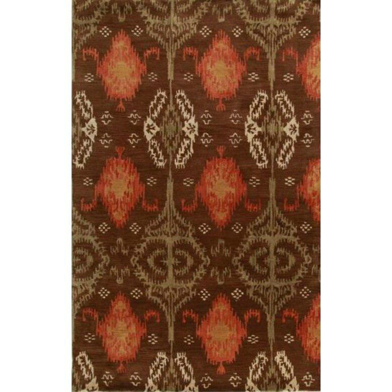 Picture of Cinnamon Brown and Coral Hand-Tufted Southwestern Wool Rug