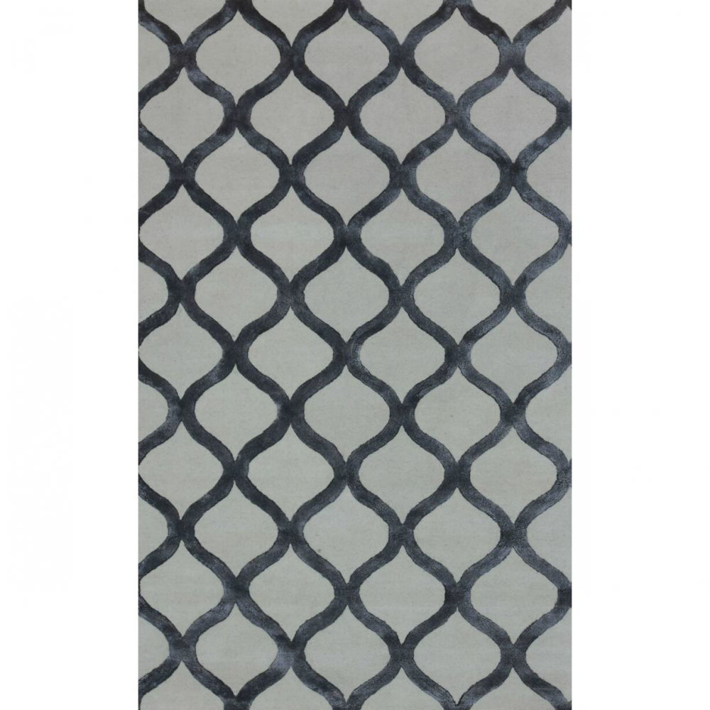 Picture of Silver Gray and Cream Link Hand-Tufted Traditional Wool and Viscose Rug