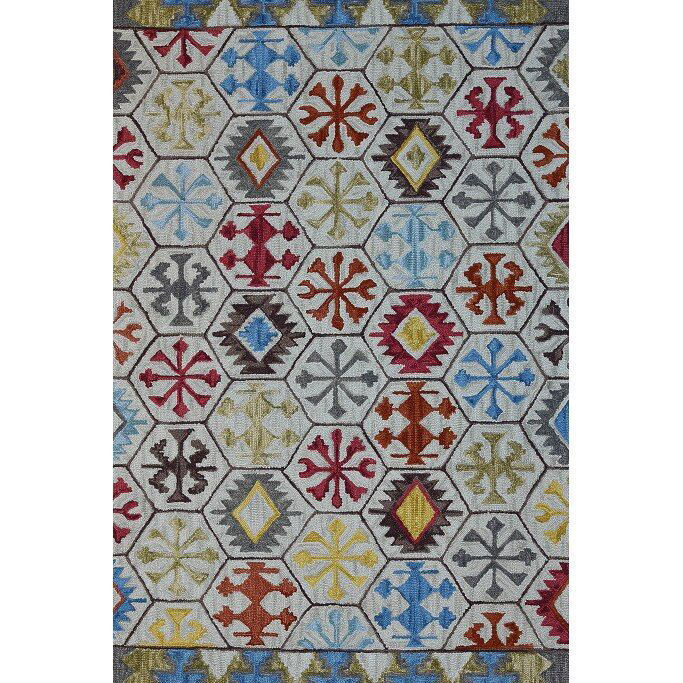 Picture of Gray and Multi-Colored Hand-Tufted Southwest Wool Rug