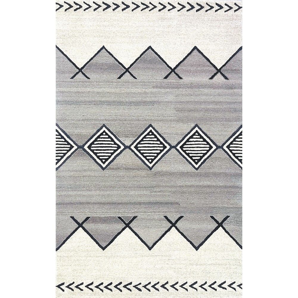 Picture of Taos Gray Wool Hand Tufted Southwest Rug - 2.5' x 8'