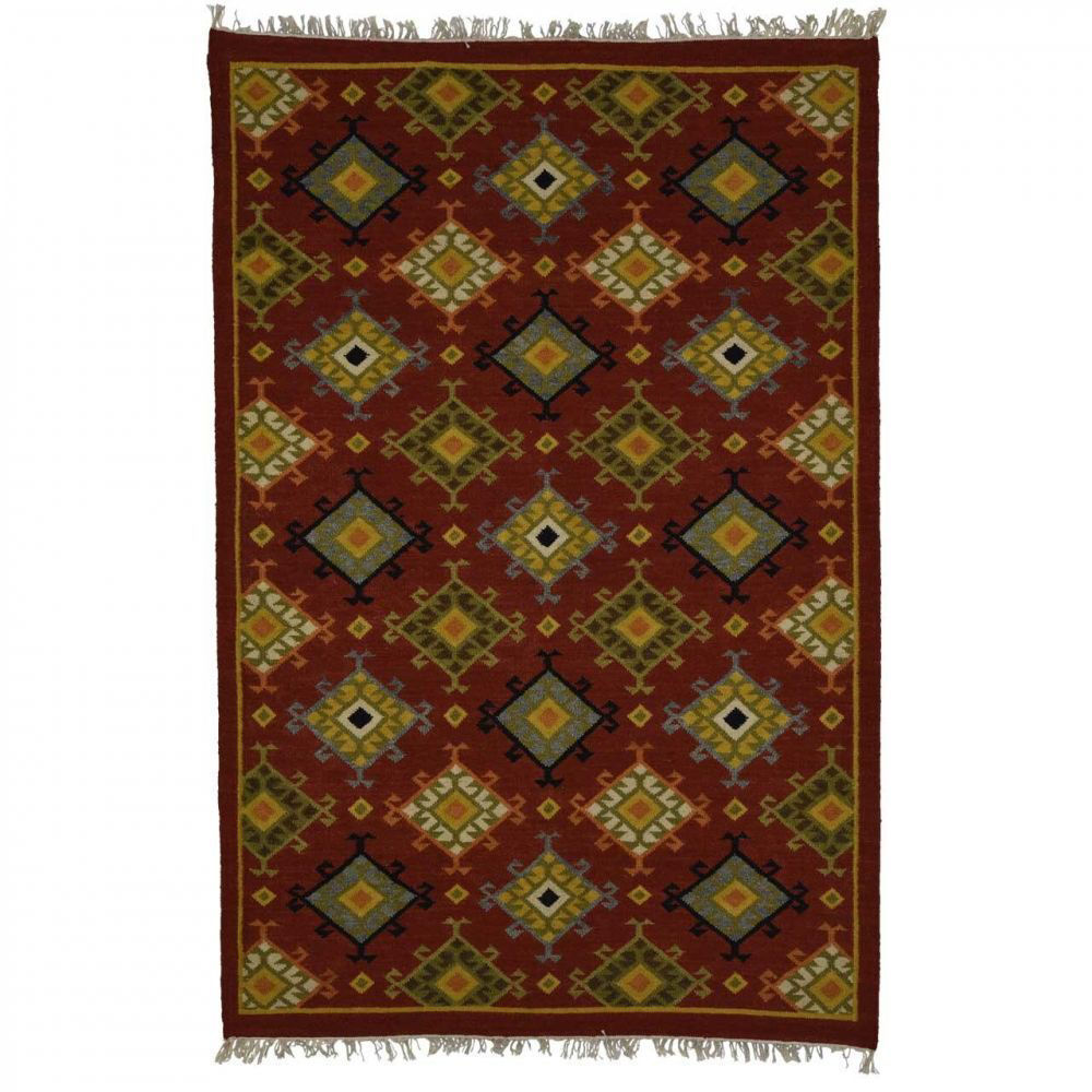 Picture of Red and Gold Hand Woven Wool Rug
