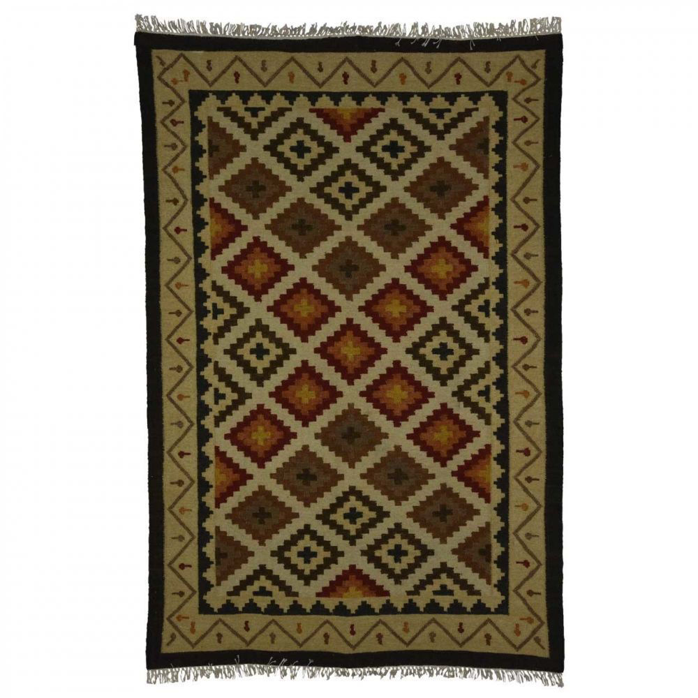 Picture of Gold, Brown, Red and Black Hand Woven Wool Rug