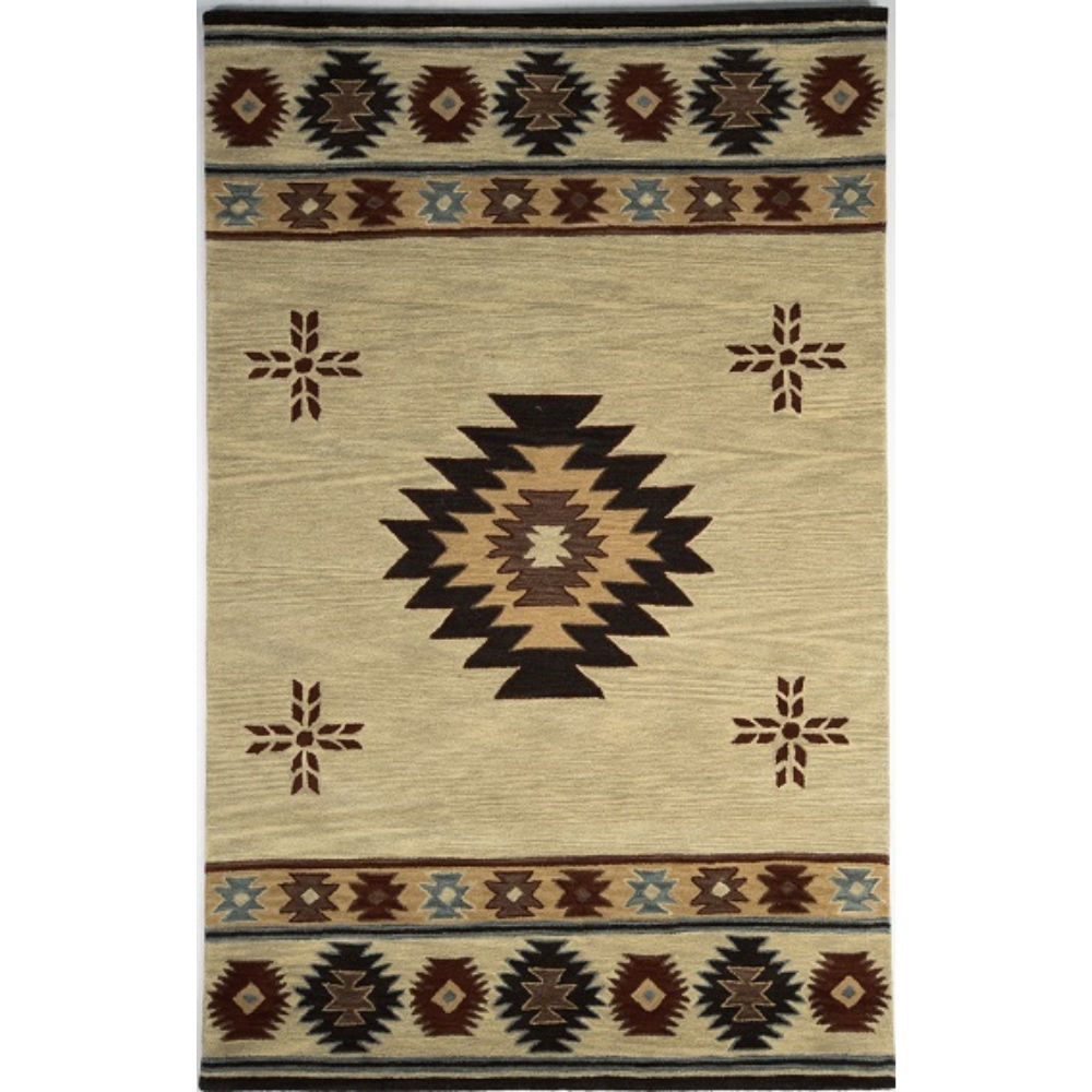 Picture of Beige and Browns Southwest Medallion Wool Rug