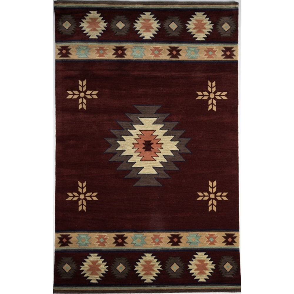 Picture of Red and Beige Southwest Medallion Wool Rug
