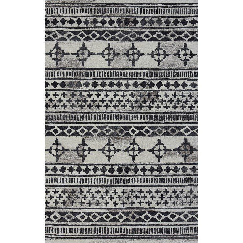 Picture of Black and Gray Hand-Tufted Southwest Wool Rug - 5' x 8'