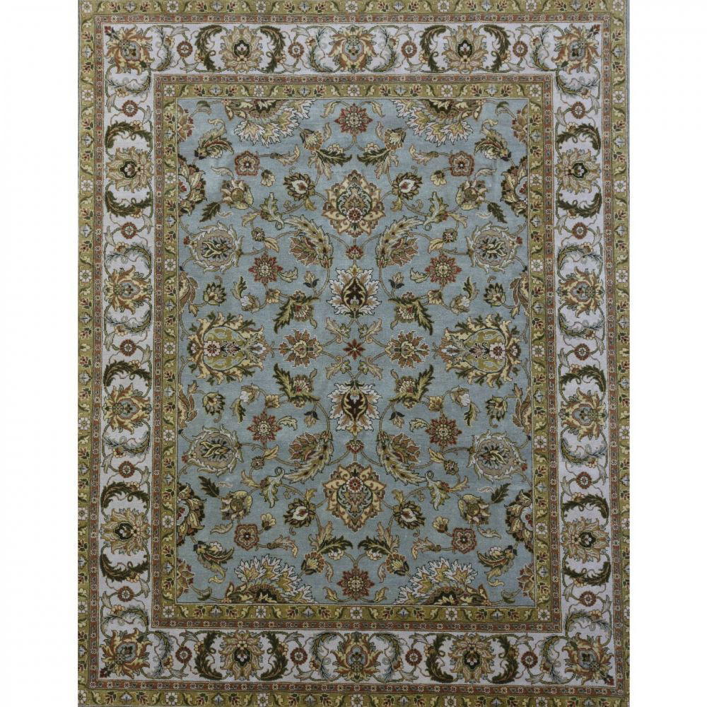 Picture of Light Blue and Ivory Hand-Knotted Traditional Wool Rug