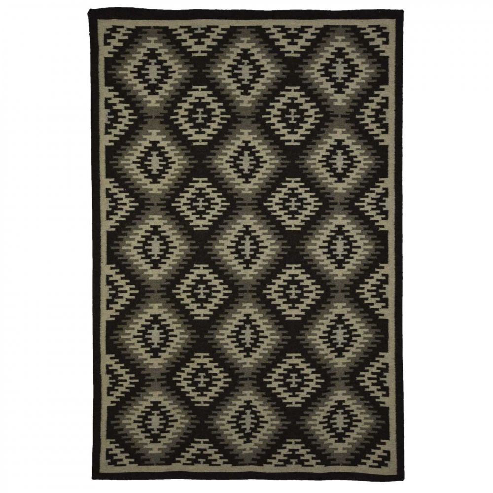 Picture of Black, Ivory and Gray Hand Woven Wool Rug