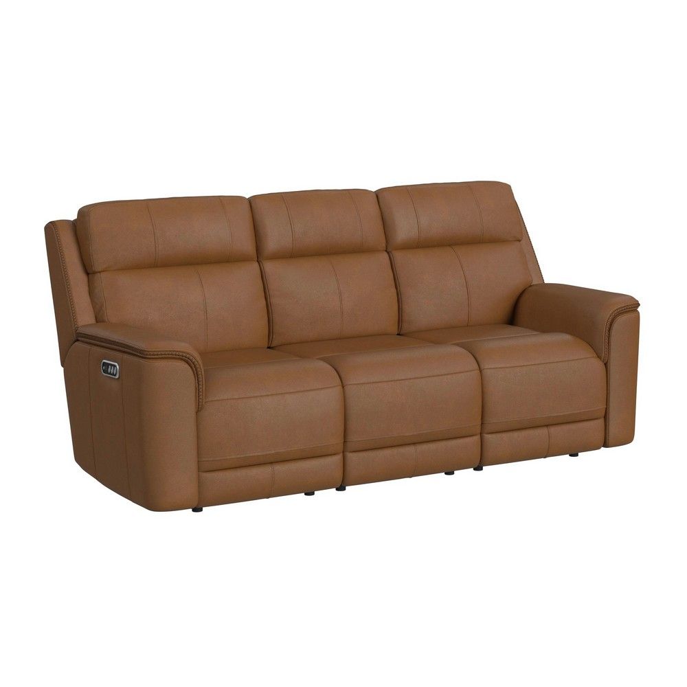Picture of Derby Leather Triple Power Reclining Sofa with Drop Down Table