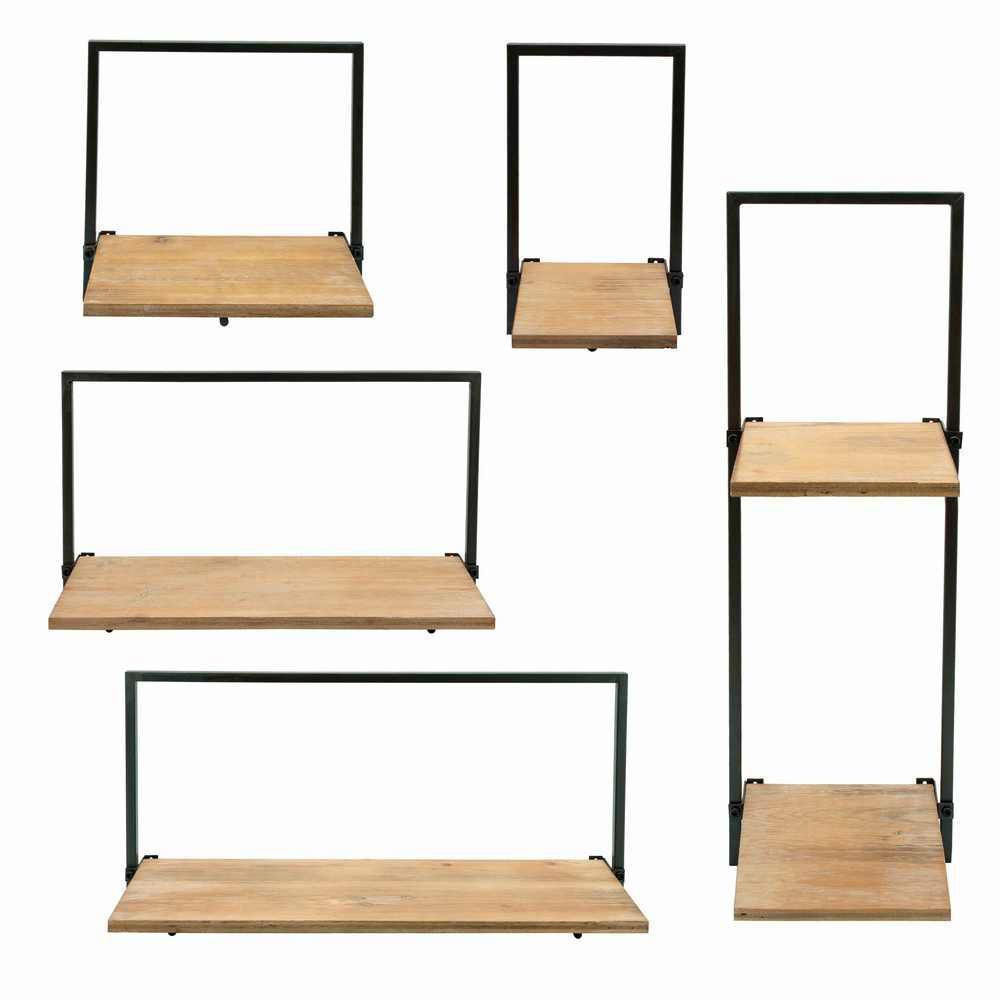 Picture of Wood and Metal Wall Shelves - Set of 5