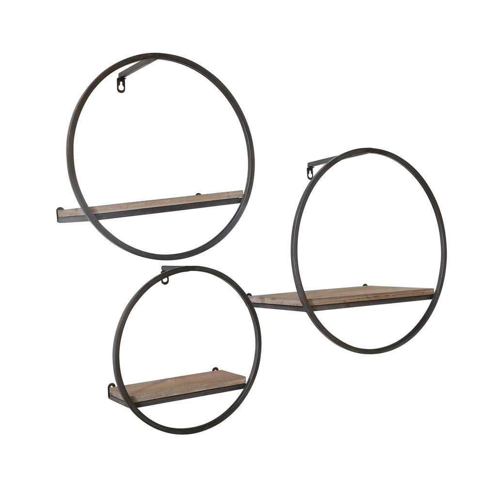 Picture of Wood and Metal Wall Shelves - Set of 3