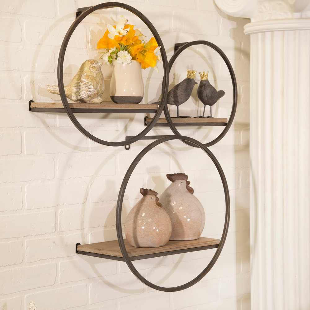 Picture of Wood and Metal Wall Shelves - Set of 3