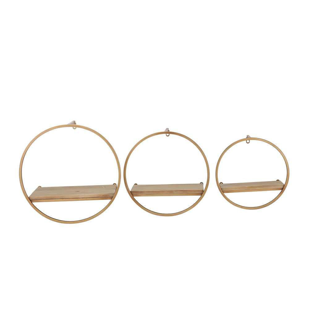 Picture of Metal and Wood Wall Shelves - Set of 3 - Gold