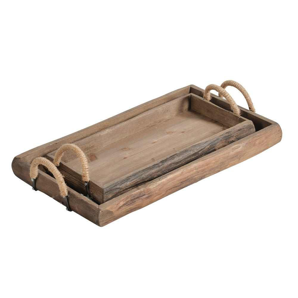 Picture of Wood Trays - Set of 2 - Brown 