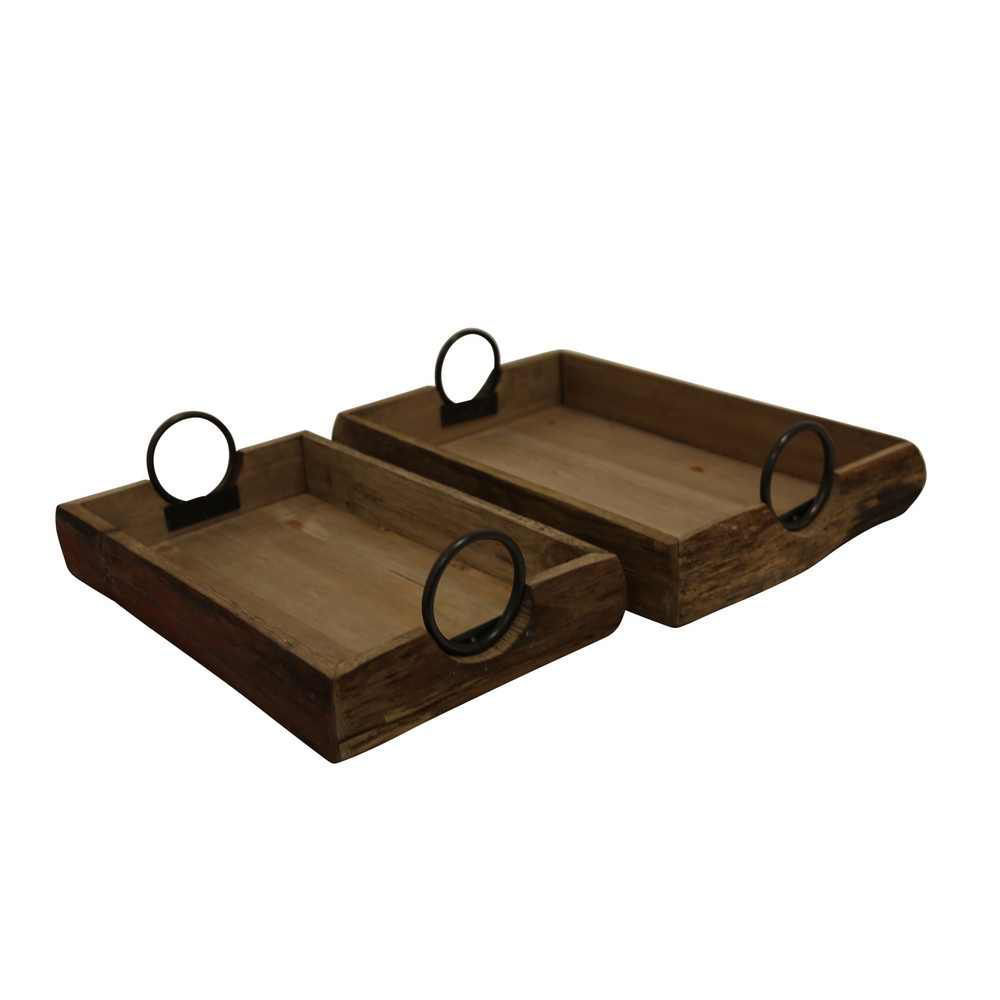 Picture of Wood Trays 19" x 13" x 5" - Set of 2 - Brown