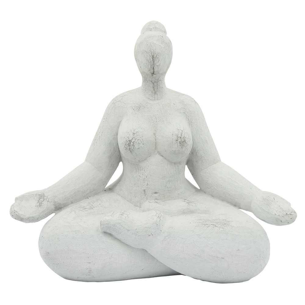 Picture of Resin 11" Sucasana Female Yoga Figurine - White