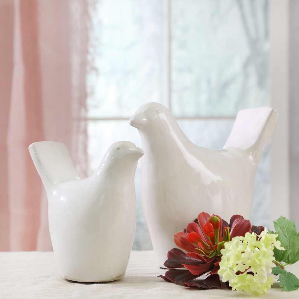 Picture of Ceramic 11" Bird Figurine - White