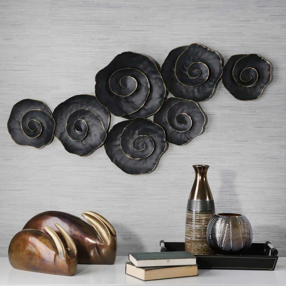 Picture of Metal 44" Rose Wall Art - Black