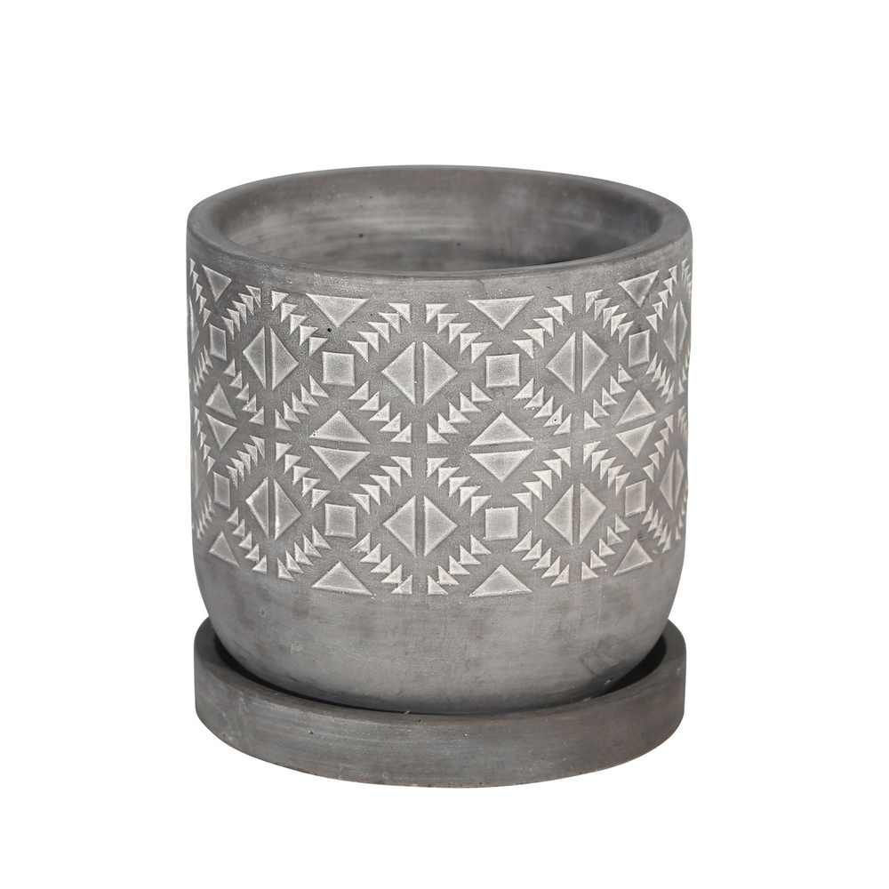 Picture of Diamond Pattern 6" Planter with Saucer - Gray