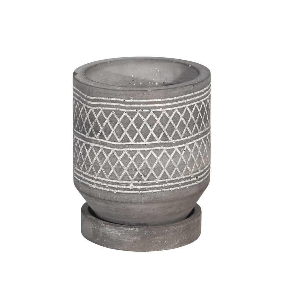 Picture of Diamond Pattern 5" Planter with Saucer - Gray