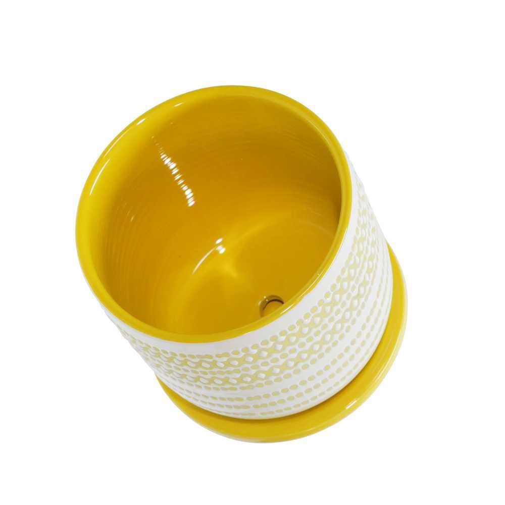 Picture of Ceramic 6" Planter with Saucer - Yellow