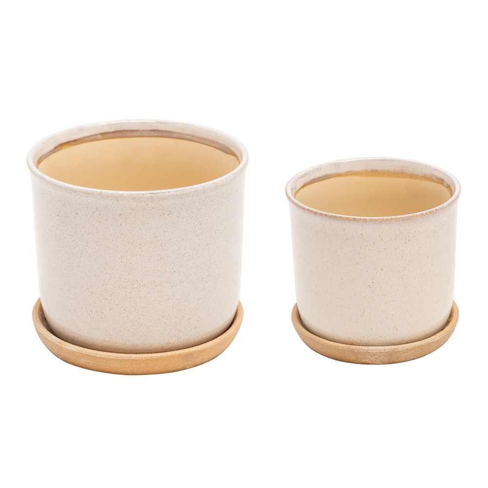 Picture of Ceramic 6" and 8" Planter with Saucer - Set of 2 -