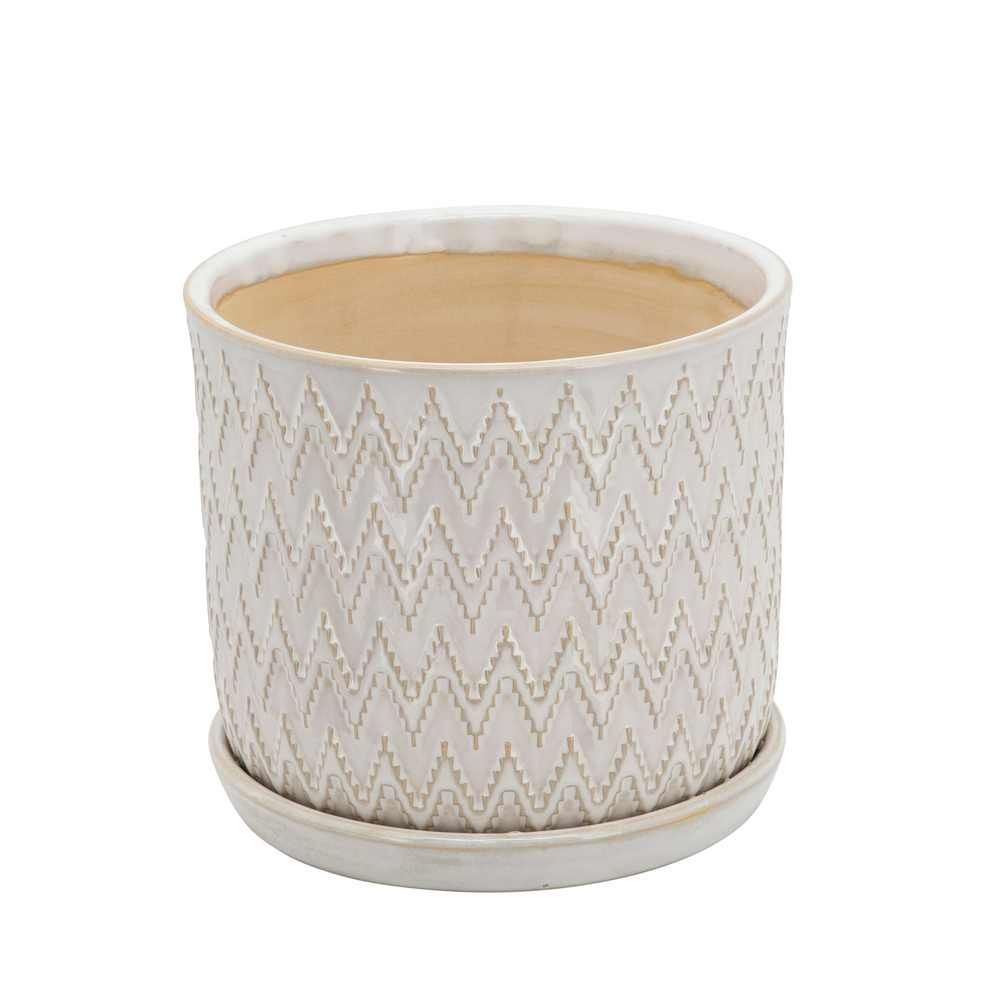 Picture of Chevron Planter with Saucer 6" and 8" - Set of 2 -