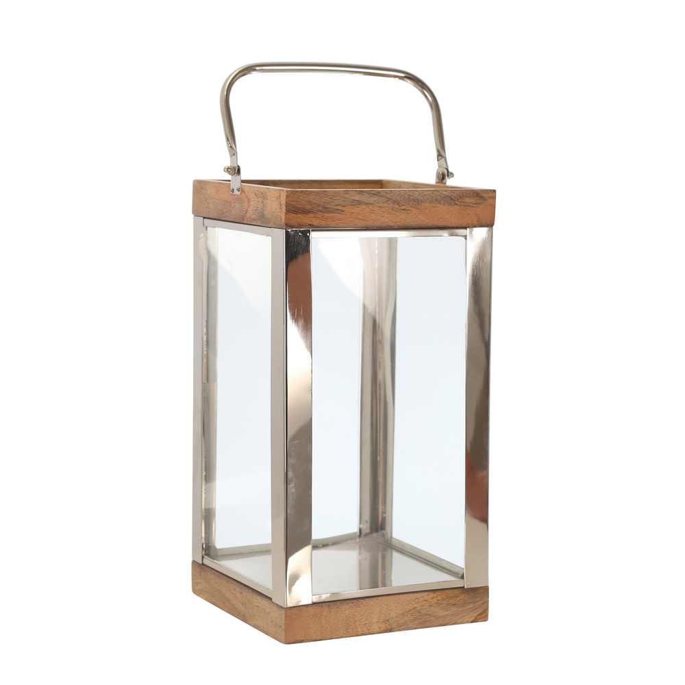 Picture of Metal and Wood 14" Lantern - Silver