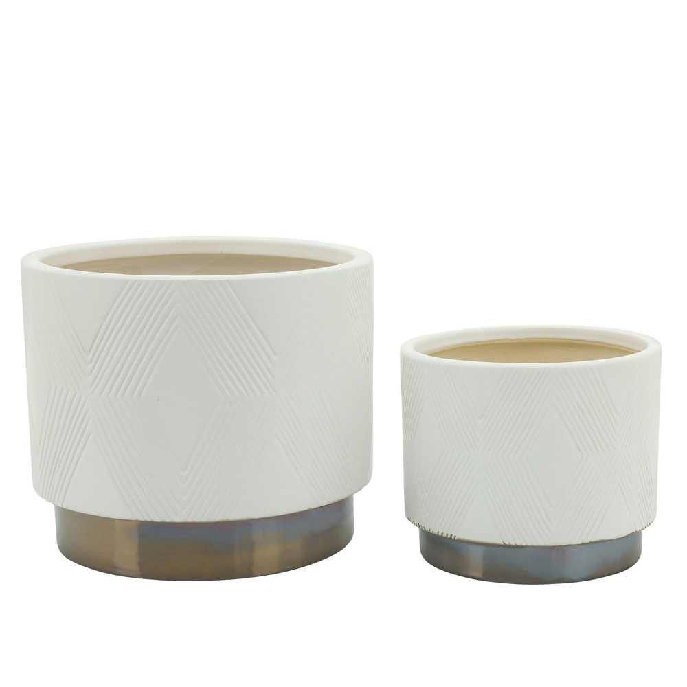 Picture of Diamond Metallic 6" and 8" Planters - Set of 2 - W