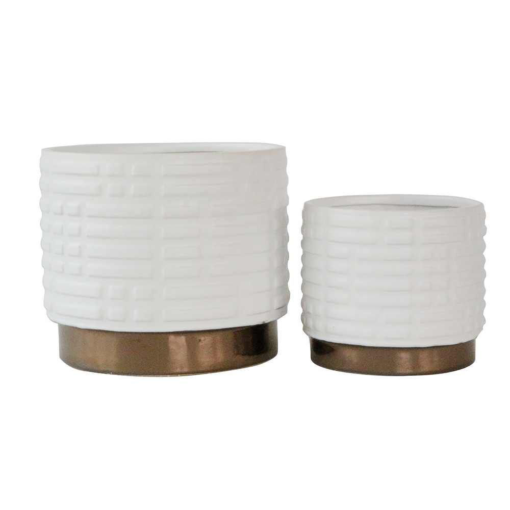 Picture of Maze Metallic 6" and 8" Planters - Set of 2 - Whit