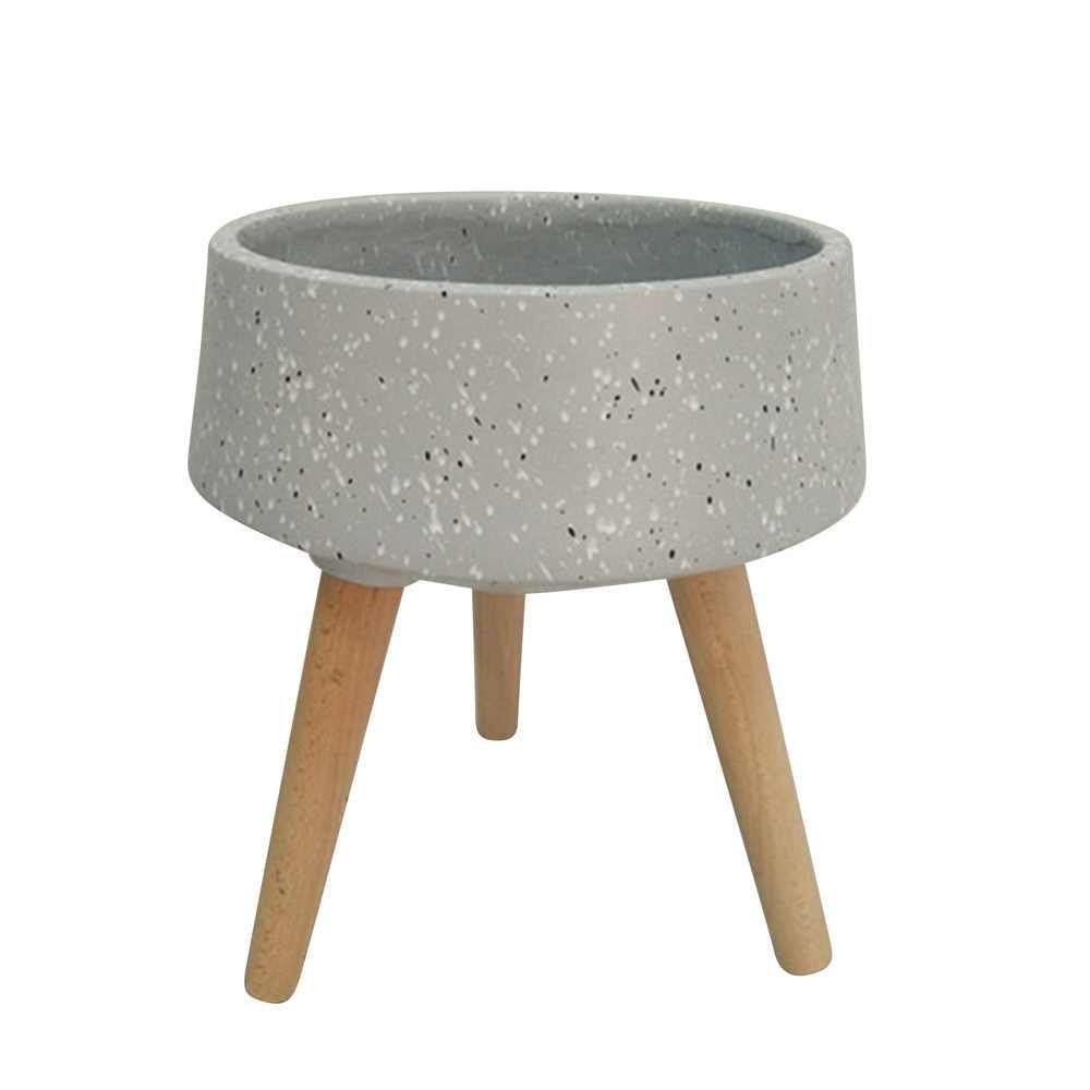 Picture of Terrazzo 18" Planter with Wood Legs - Gray