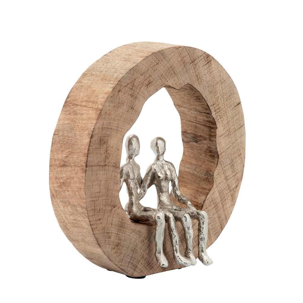 Picture of Aluminium Couple in Mango Wood - Silver and Brown