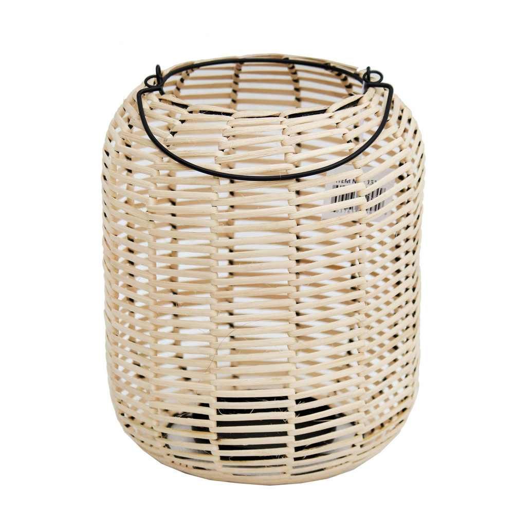 Picture of Wicker and Iron Round Lantern - Natural