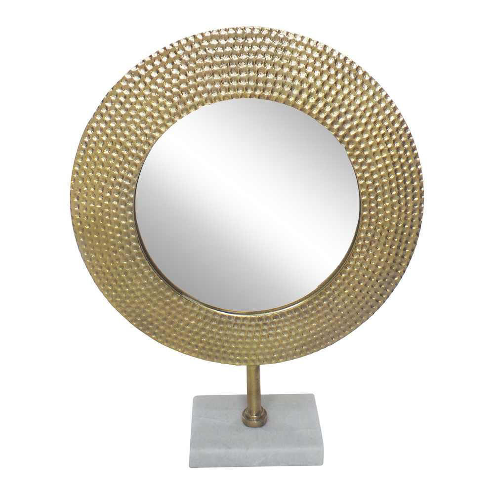 Picture of Hammered Mirror 19" Metal Decor with a Stand - Gol