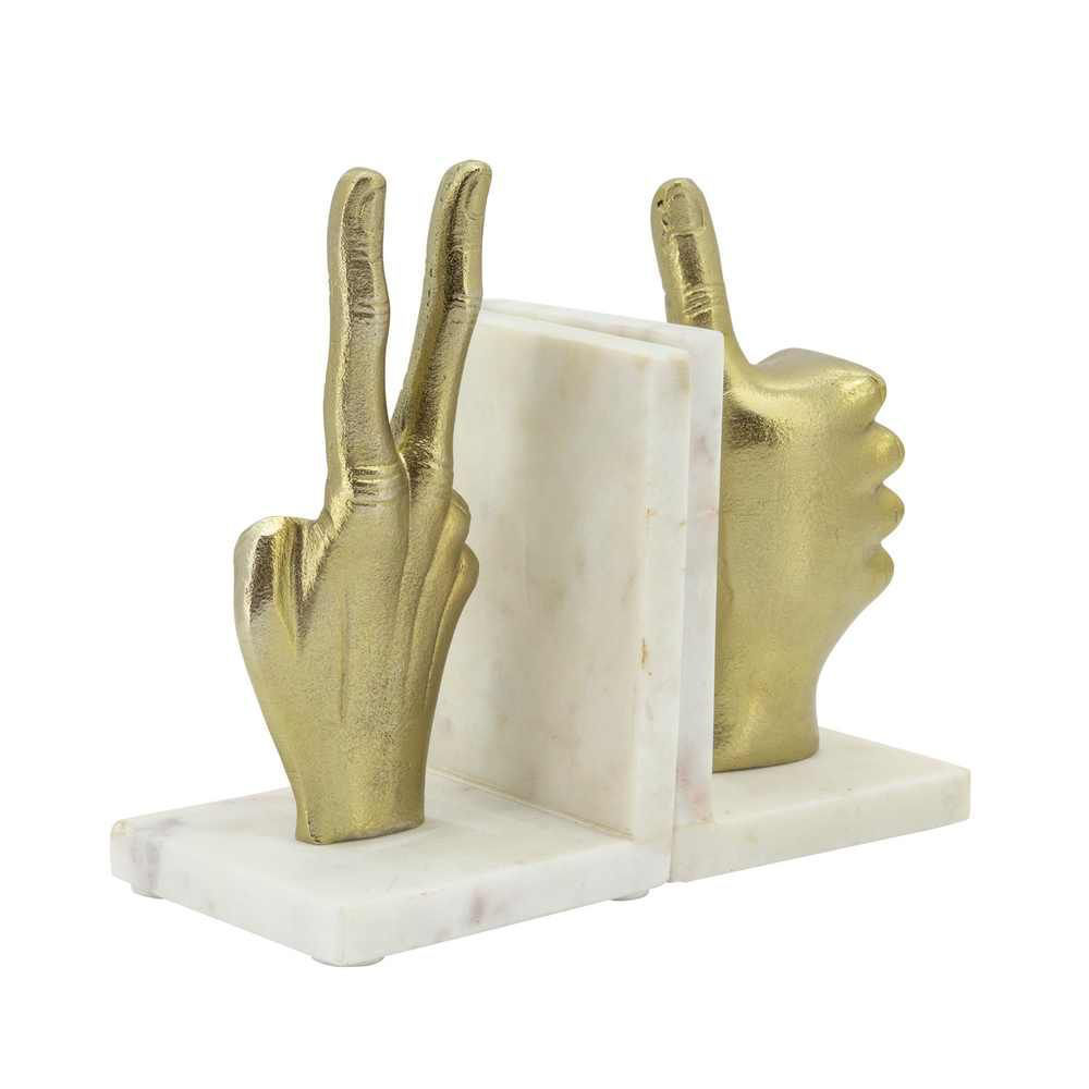 Picture of Hand Sign Bookends - Set of 2 - Gold
