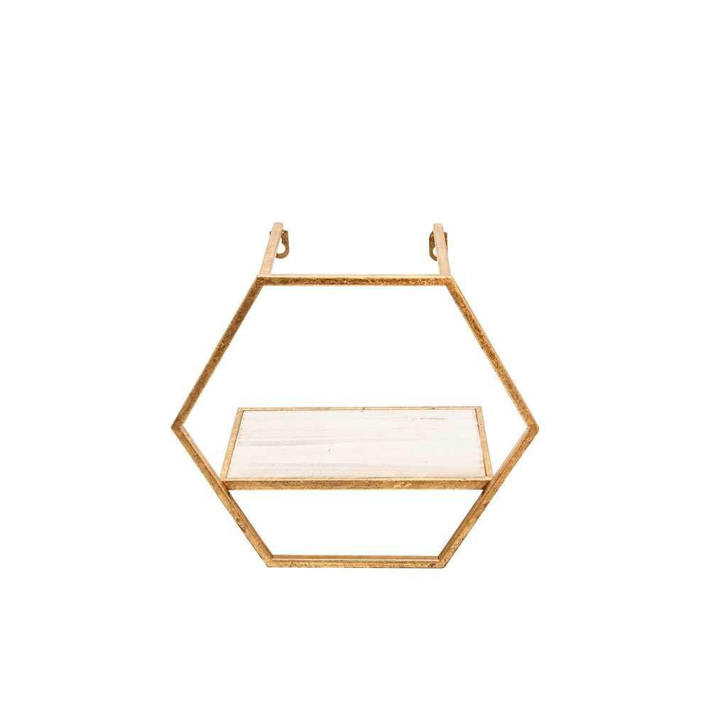Picture of Hexagon Wall Shelves - Set of 3 - Metal and Wood