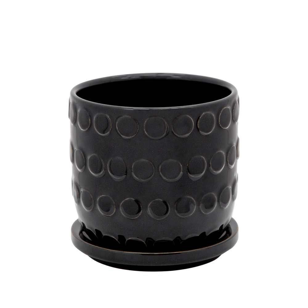 Picture of Bubble 5" Planter with Saucer - Black