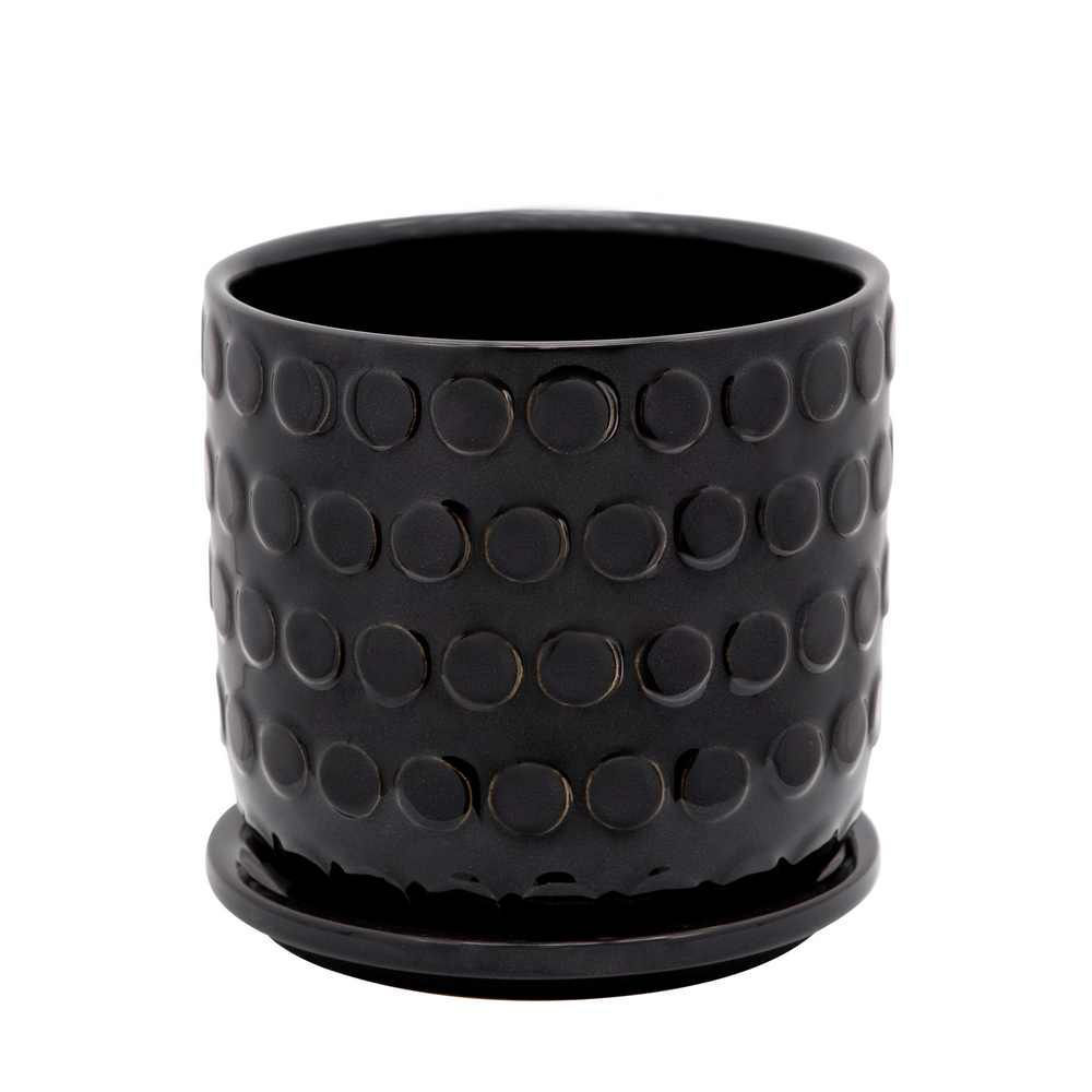 Picture of Bubble 6" Planter with Saucer - Black