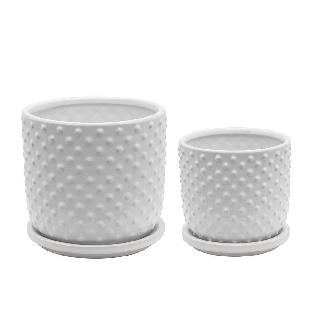 Picture of Tiny Dots 5" Planter with Saucer - White